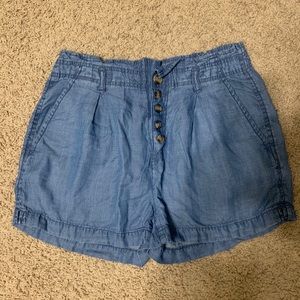 Chambray jean shorts with buttons